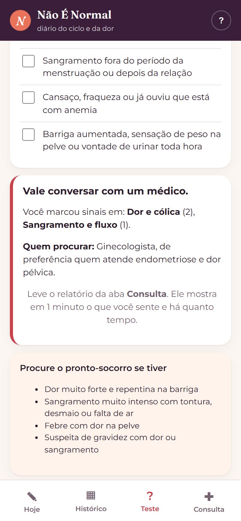 Resultado do teste